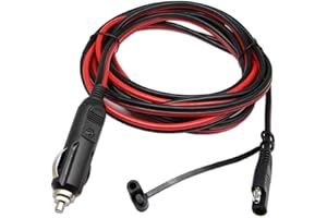 SinLoon Cigarette Lighter SAE Battery Charger Cable,12V 15A Cigarette Lighter Plug to Waterproof SAE Quick Release Adapter Extension Charging Cable with Fuse and LED Light(10FT,3 Meter)