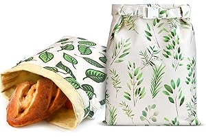 Essovee 2 Pack Cotton Beeswax Bread Bags - Large Reusable Cotton Linen Food Storage Covers for Sourdough & Homemade Bread, Wa