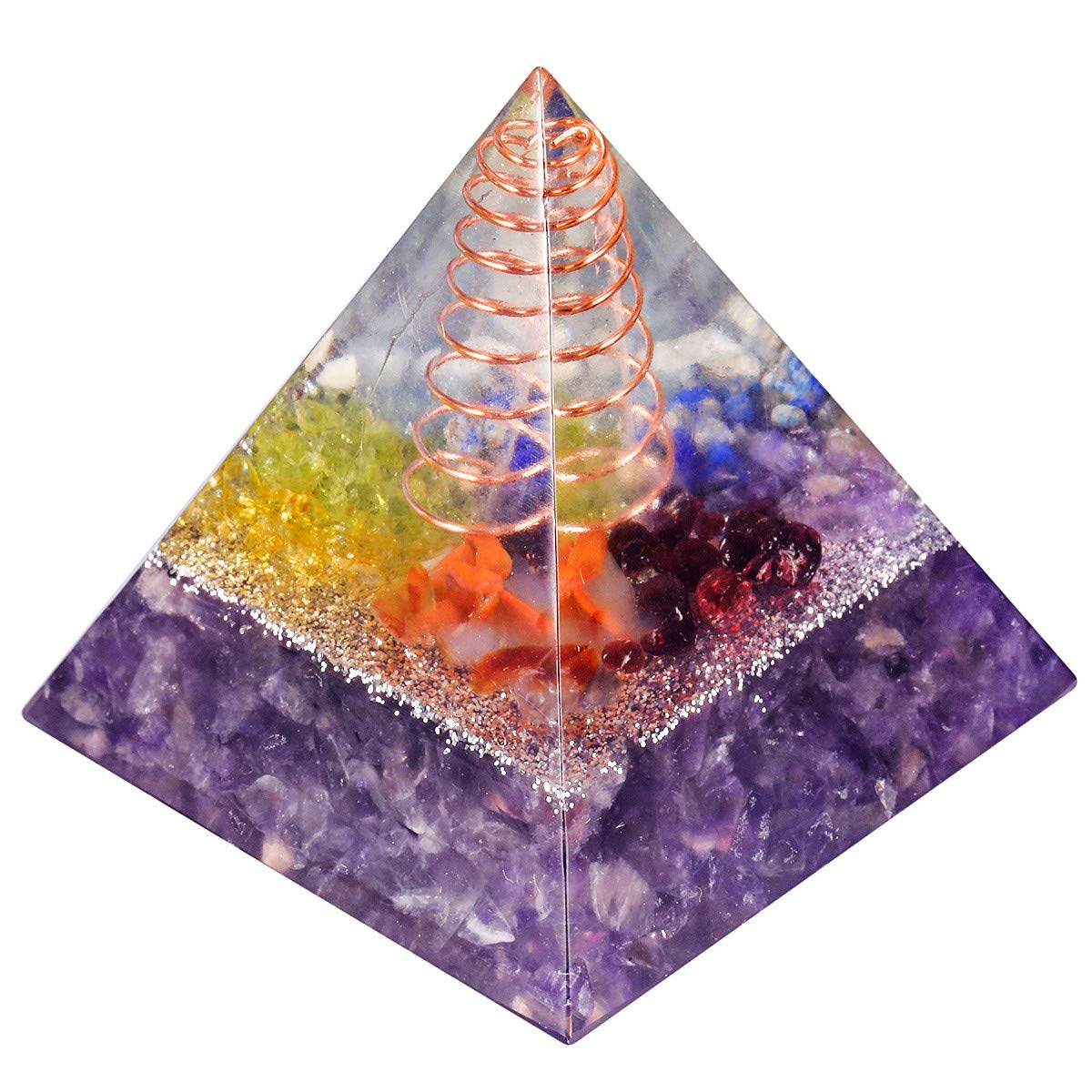 Nupuyai Amethyst Healing Crystal Pyramid for Protection, Chakra Energy Crystal Quartz Points Decor 5cm