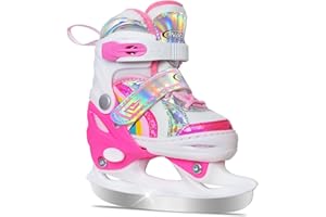 Nattork Girls Ice Skates for Kids 4 Size Adjustable Butterfly Ice Skate with Fleece Lining for Outdoor & Rink