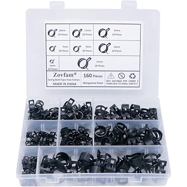 Kit 285 Fascette Elastiche Per Tubi - Morsetti A Molla In Acciaio Inox 5-18mm - Foto 2