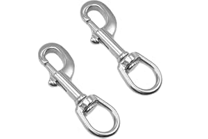 Amadget 2 Pcs 316 Stainless Steel Swivel Eye Bolt Snap Hooks Boat Marine Grade Single Ended Trigger Chain Clip for Diving, Pet Leash, Camera Strap, Keychain, Hammock(3.6 Inch Silver)