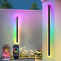 Zihoi 2 Pack Outdoor RGB Long Wall Lights, 47.2inch Wall