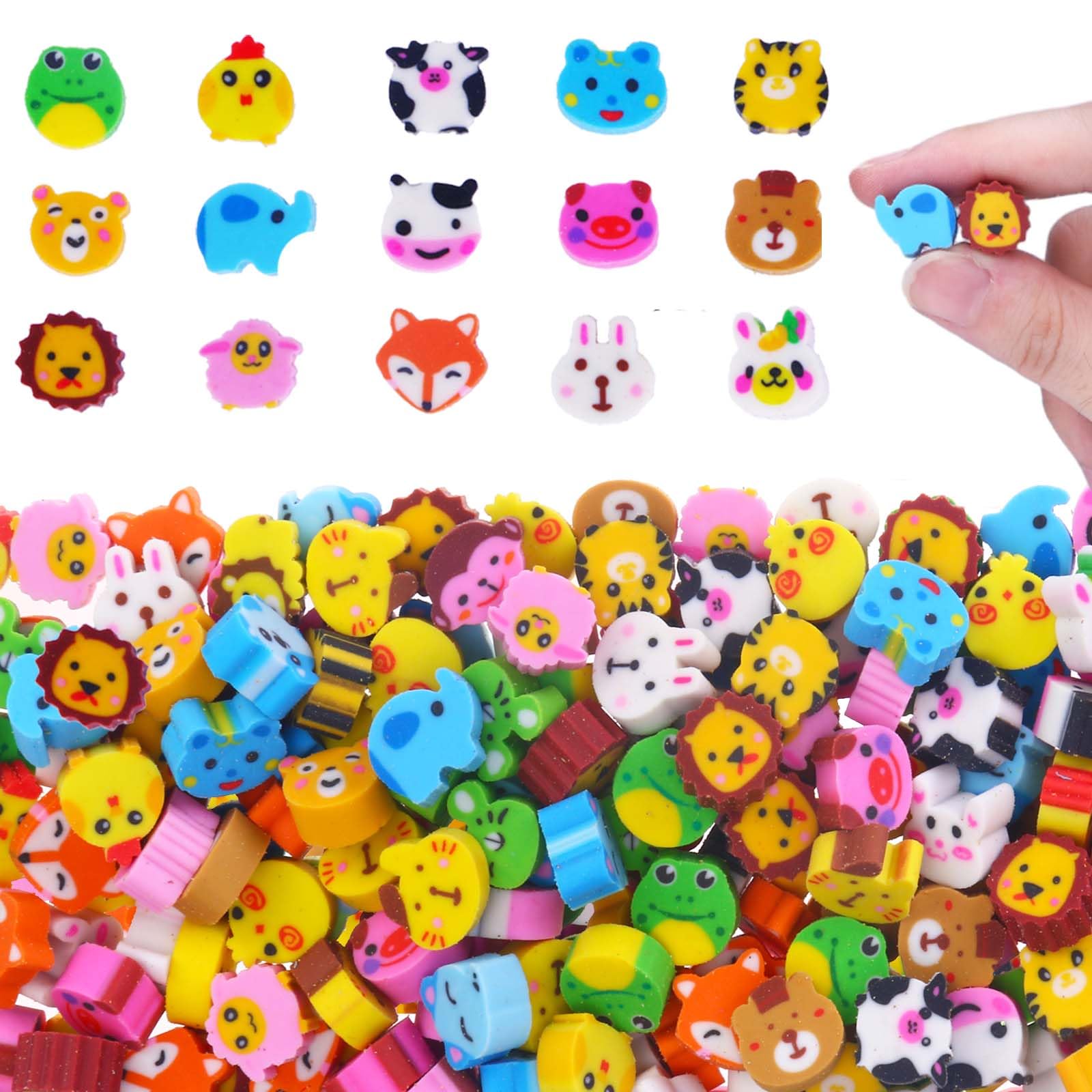 Wolpark Mini Animal Erasers for Kids Bulk 170Pcs Mix Fun Animal Pencil Erasers Desk Pets for Christmas Students Home Back to School Classroom Prizes Game Reward Christmas Party Favors Back to School