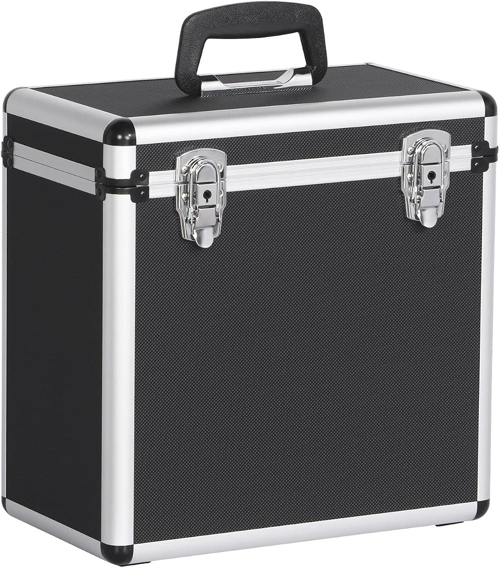 Yaheetech 12 Inch LP Storage Case Vinyl Record Carrier Holds 50 Black