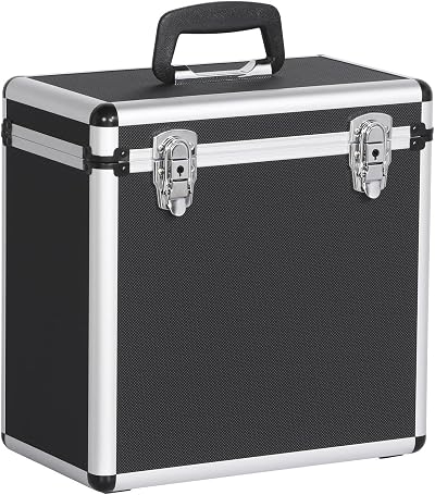 Yaheetech 12 Inch LP Storage Case Vinyl Record Carrier Holds 50 Black