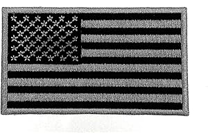Aeisage Flag Patch Black and White Iron on American Flag Patch Premium Embroidered National Flag Patches for Patriotic Theme Uniforms T-Shirts