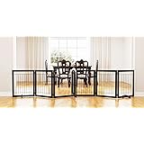 PAWLAND 144-inch Extra Wide 30-inches Tall Dog gate with Door Walk Through, Freestanding Wire Pet Gate for The House, Doorway
