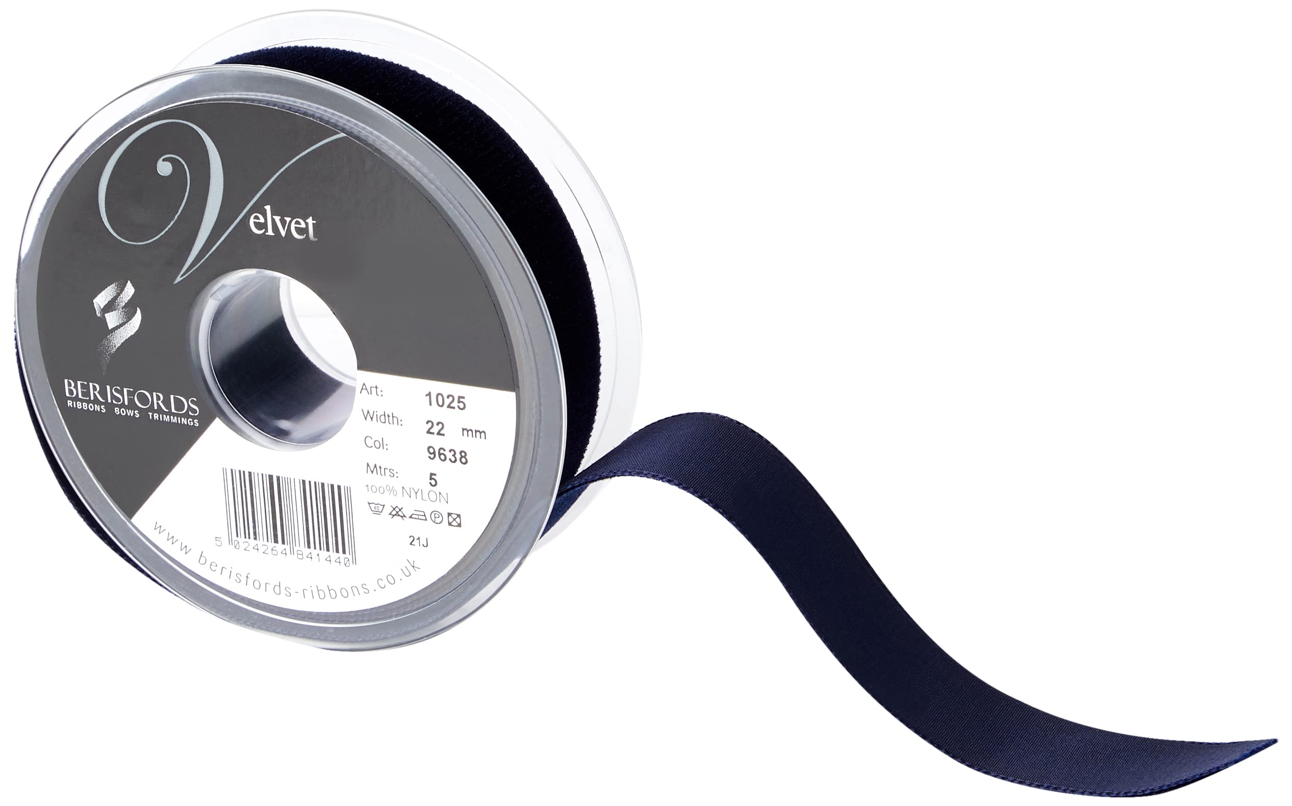 Berisfords Velvet Ribbon, Nachtblau, 10.2 x 3 x 10.2 cm