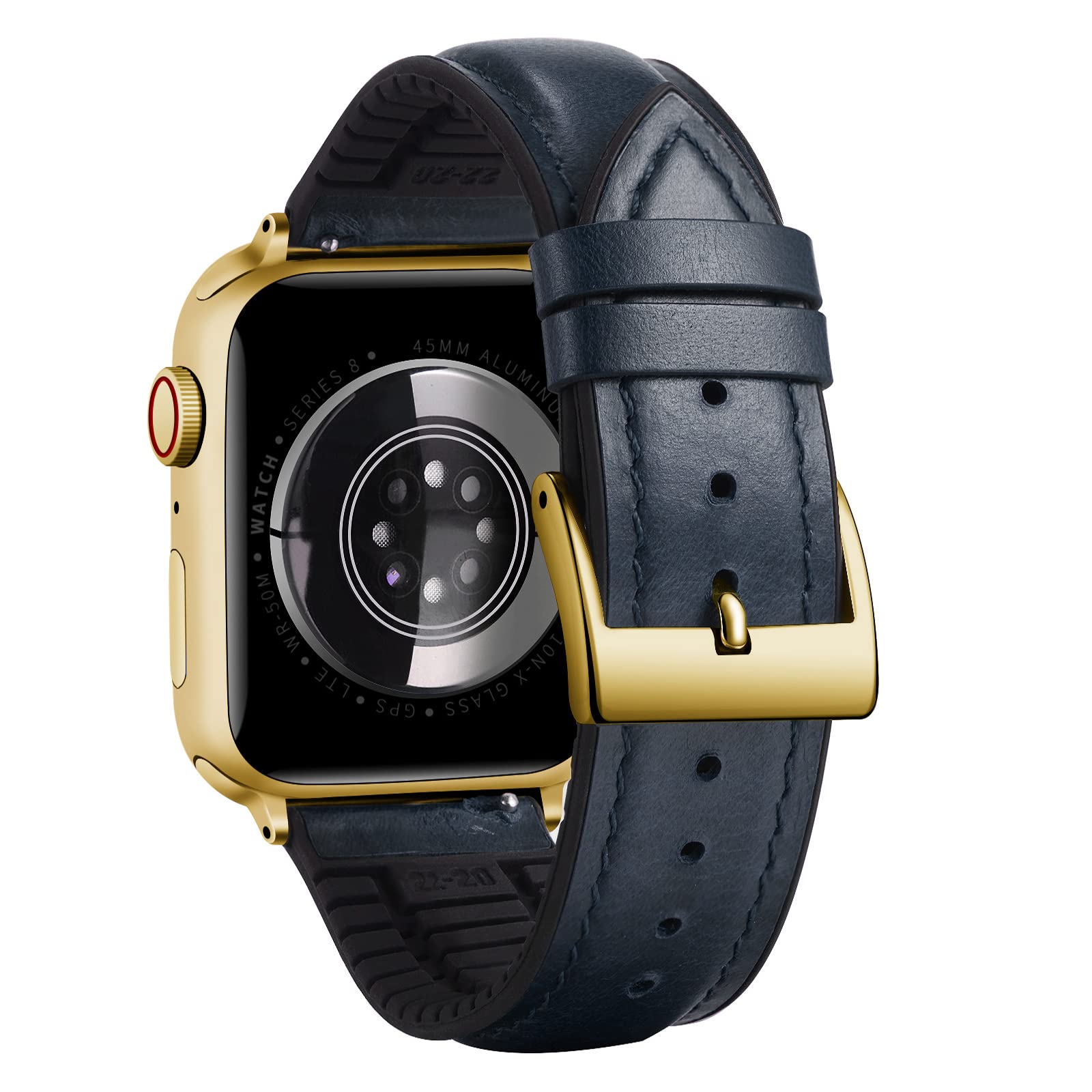 BINLUN Compatible with Apple Watch Strap 42mm 44mm 45mm 46mm 49mm Oil Wax Leather and Breathable Silicone Hybrid Replacement Band Compatible with iWatch Ultra SE SE2 Series 11/10/9/8/7/6/5/4/3/2/1