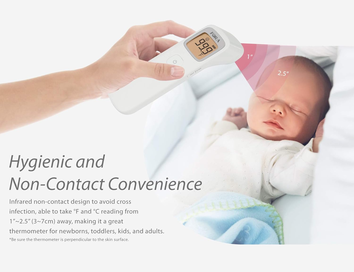 FORA IR42 Non-Contact Forehead Thermometer, Made in Taiwan, Fever Indicator for Baby, Kids, Toddlers and Adults : Baby
