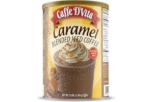 CAFFE D'VITA Caffe D’Vita Caramel Blended Ice Coffee - Caramel Frappe Mix, Blended Iced Coffee Mix, Gluten Free, No Cholesterol, No Hydrogenated Oils, No Trans Fat, Caramel Frappuccino Mix - 3 Lb Can