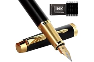 Zalantan Fountain Pen, luxury pens Fine point smooth writing for journaling fancy pen with Gift Case 8 black ink cartridges an EF nib an ink converte nice pens writer gifts-Matte Black