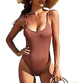 American Trends One Piece Swimsuit Women Swim Suits for Women 2024 Ribbed Open Back Bathing Suit Sexy Slimming Swimsuit