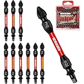 Geinxurn 10Pieces PH2-SQ2 Impact Double End Screwdriver Bit Set, 2.56 inches #2 Phillips /#2 Square Power Driver Bits, Magnet
