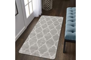 Lahome Moroccan Area Rug - 2’ X 4’ Non-Slip Area Rug Small Accent Distressed Throw Rugs Floor Carpet for Door Mat Entryway Bedrooms Laundry Room Decor (Rectangle - 2’ X 4’, Gray)