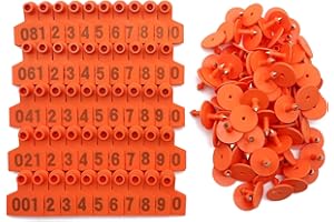 M.Z.A Pig Ear Tags Numbered Ear Tags for Pigs Hogs Sheep Cows Goats Animal Calf Livestock Ear Tag 001-100, Orange…