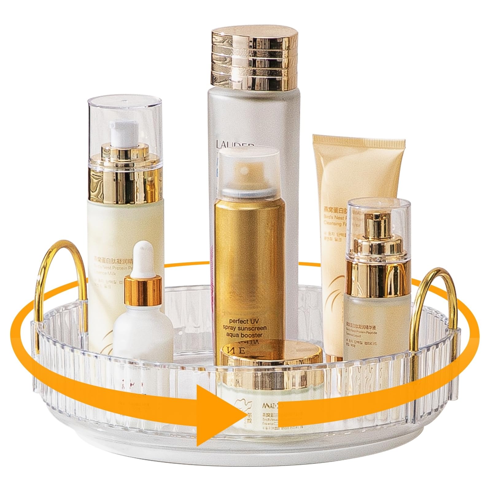 Makeup Organiser Vanity 360° Rotating Bathroom Countertop High-Capacity Skincare Spinning Cosmetics Organiser (1 Tier, Clear) — image 1