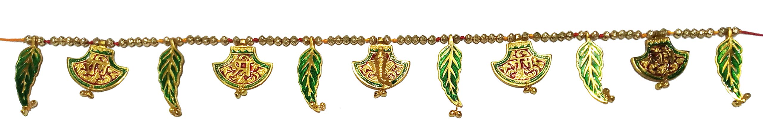 Purpledip Metal Bandhanwar Toran Festoon Wall Hanging: Om Ganesha Namah Shubh Labh (12202)