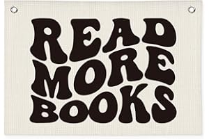 Wheatwin Read More Books Banner - Book Lover Decor, Reading Party Decorations, Kids Library Wall Hanging, Linen Canvas Flag for Nursery, Playroom, Homeschool, 20x30 Inch