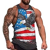 Nepsulanx Mens American Flag Print Tank Top Eagle Skull Graphic Sleeveless July 4th T-Shirt Workout Summer Beach Tops