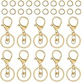 30 Pcs Gold Lobster Claw Clasps Keychain for Jewelry Making,Metal Lobster Clasp Swivel Trigger Clips with Swivel Clasps Hook Clips Flat Split Keychain Ring 100Pcs Open Jump Ring for DIY Craft Making