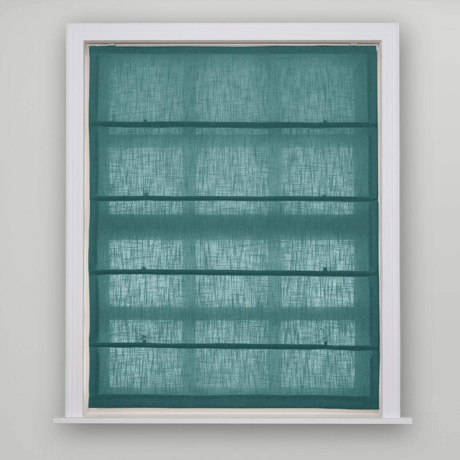 cololeaf Fabric Roman Shades for Kitchen Window, Custom Made Window Blind Treatment Privacy Protect Roman Shade Blind Blackout Light Filtering, Install Hardware Included, Everglade Teal, 1 Piece: Kitchen & Dining