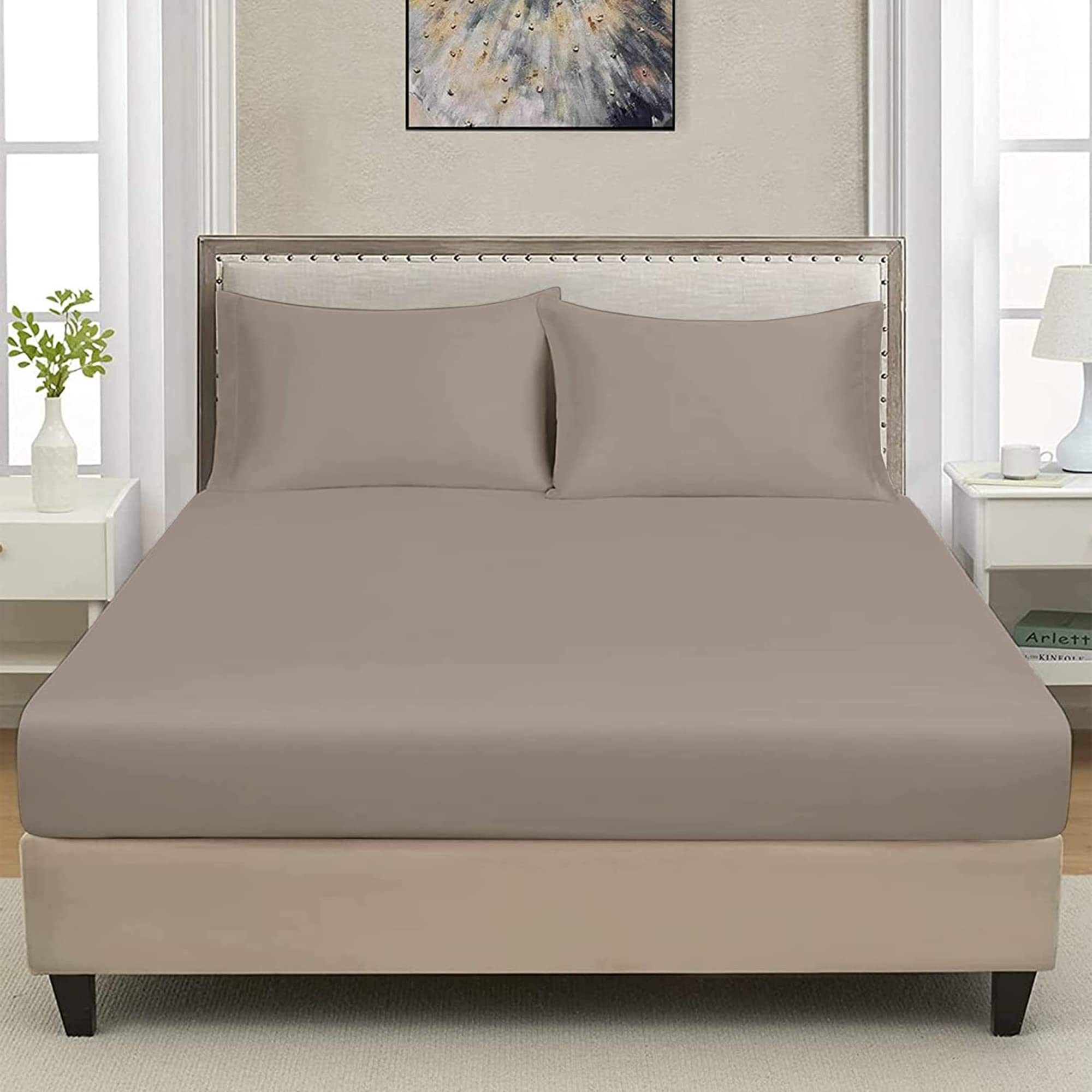 Extra Deep Luxuary Fitted Sheet 25cm Mattress Sheets 50% Cotton 50% Polyester By JRI® (Single, Grey) — image 1