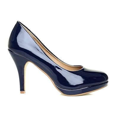 navy blue leather pumps heels