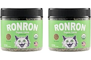 RONRON USDA Certified Organic Catnip, 100% USA Grown, 1.5 Cups*2 - Irresistible All-Natural Treat for Cats (Pack of 2) - high Potency - Sealed for Freshness - Catnip Treats