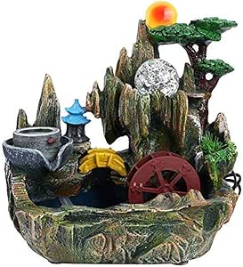 Fuente de mesa Cheaakk de escritorio, fuente de agua, cascada, jardín