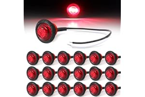 MADCATZ (Pack of 20) 3/4 Inch Mini Round Red 3 LED Sealed Side Marker Lights Brake Stop Lamps w/Grommet Waterproof Trailer Truck Lorry Bus Flush Mount 12V DC
