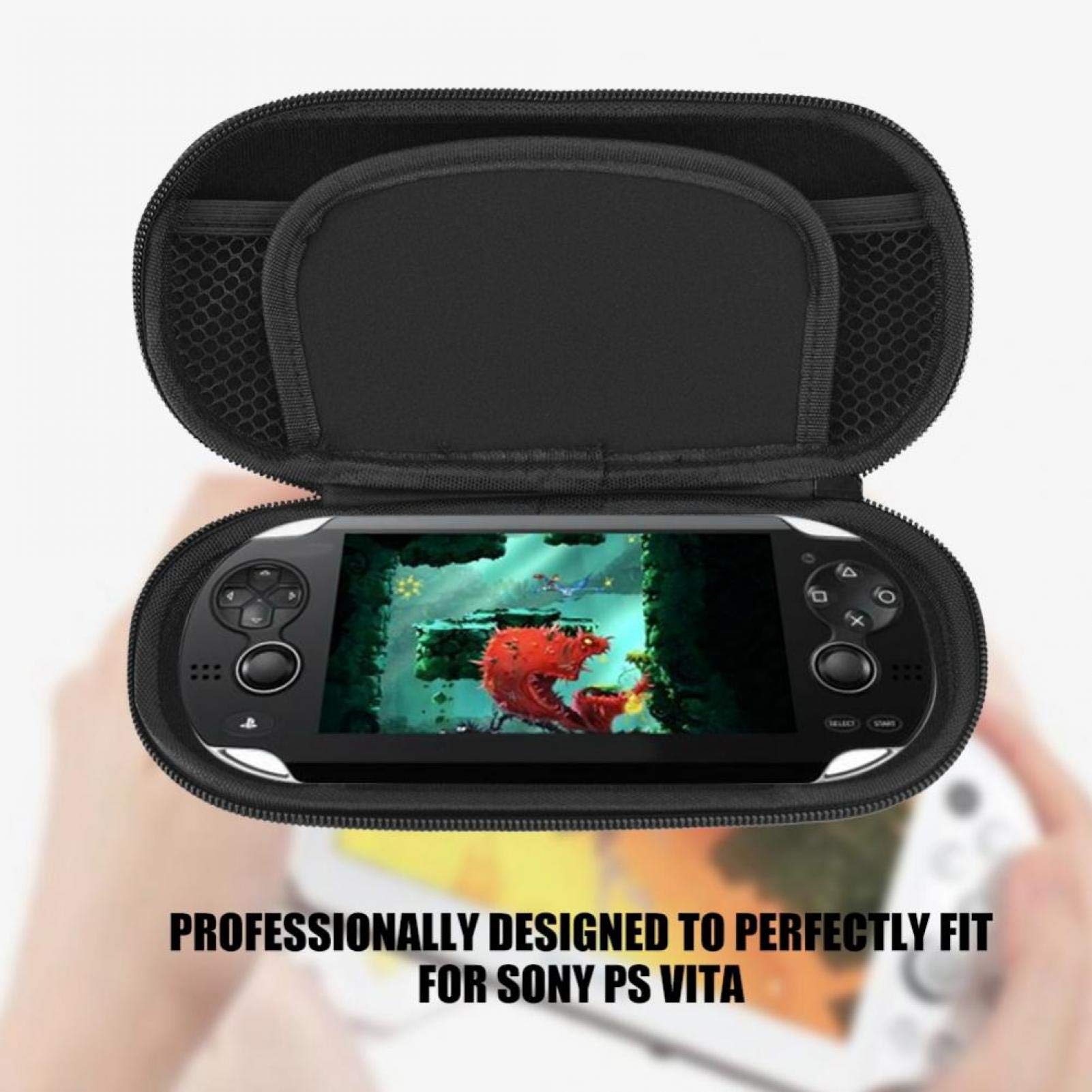 Heayzoki Carrying Case for PS Vita, Hard Shell, Black, Compatible with PS Vita, Built-In Game Storage