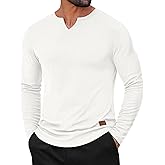 COOFANDY Men's Long Sleeve Muscle T Shirts Casual V-Neck Slim Fit Longline Ribbed Shirts Stretch Tee Shirts