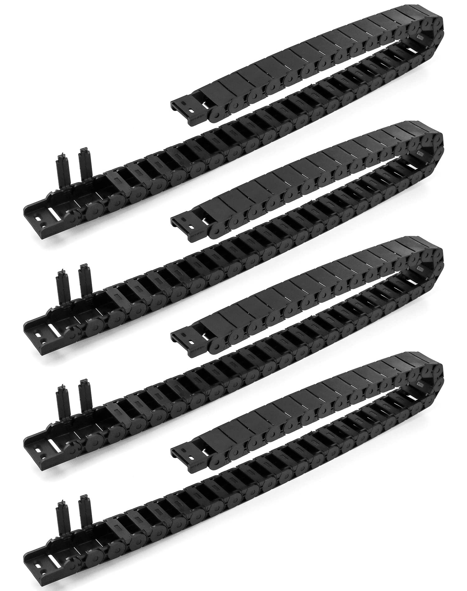 QWORK® 4PCS Cable Drag Chain, Black Cable Wire Carrier Drag Chain Plastic CNC Machine Tool 15mm x 30mm