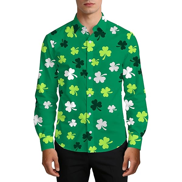 shamrock green dress shirt Shamrock Beer Lucky Four Leaf Clover St Patrick's Day Pot Of Gold Wome –  CustomFam main image 0