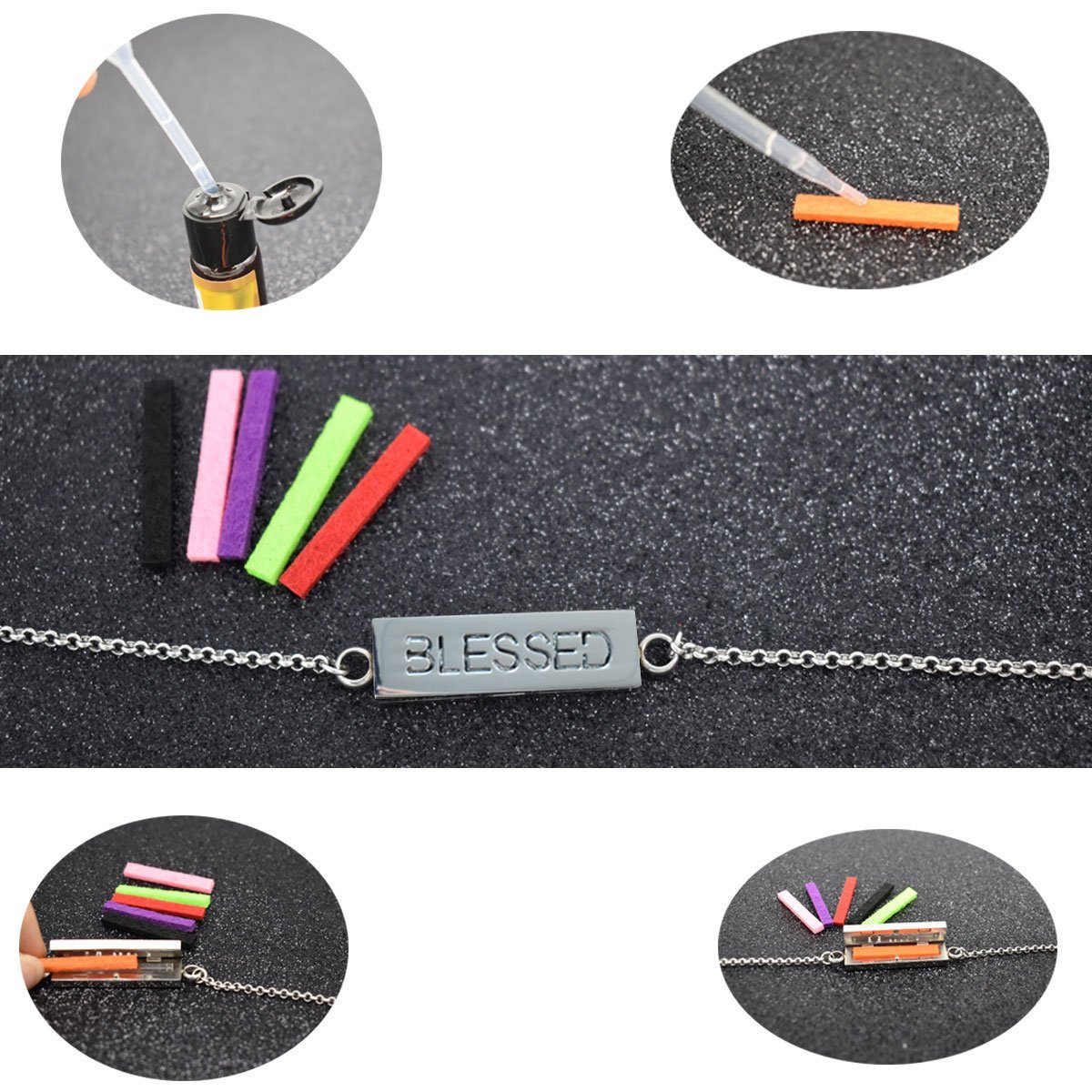 NewStar Women Diffuser Necklaces Inspirational Bar Pendant Necklace -Blessed