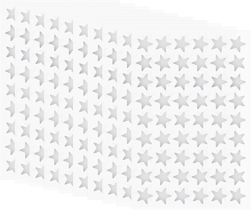 HYBSK 13mm Silver Foil Star Stickers Reward Charts Seals Labels 540 Pack