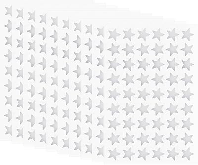 HYBSK 13mm Silver Foil Star Stickers Reward Charts Seals Labels 540 Pack