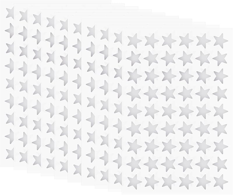 HYBSK 13mm Silver Foil Star Stickers Reward Charts Seals Labels 540 Pack