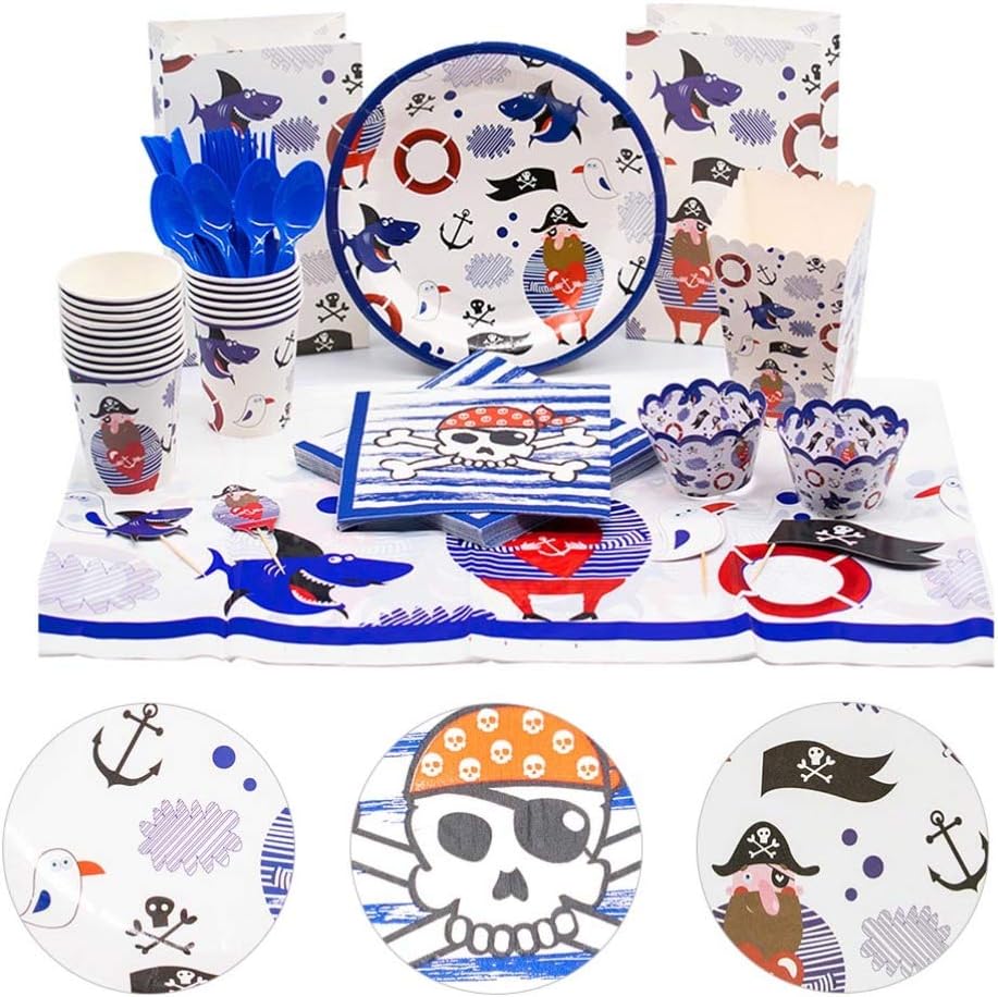 NUOBESTY 97pcs Pirate Birthday Party Supplies