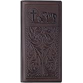 MUXILING Men's Rodeo Wallet Western RFID-Blocking Leather Wallet Bifold Long Cowboy Long Wallets