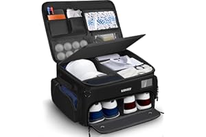 LOINTET Golf Trunk Organizer, Waterproof Car Golf Locker with Separate Ventilated Compartment for 2 Pair Shoes, Golf Storage for Balls, Tees, Cap, Clothes, Gloves, Accessories, Gifts for Men, Women