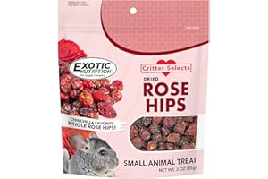 Exotic Nutrition Dried Rose HIPS (3 oz.) - Healthy Natural Treat - Chinchillas, Guinea Pigs, Rabbits, Prairie Dogs, Degus, Hamsters, Rats, Squirrels, Parrots, Chickens, Ducks & Other Small Pets