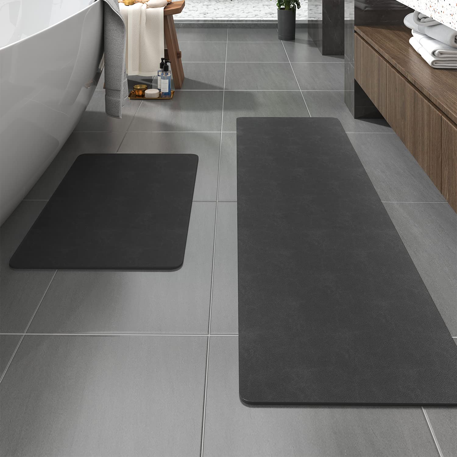 Alfombra De Baño Waffle - Super Absorbente Y Secado Rápido | Antideslizante, Lavable A Máquina | 43x61 Cm