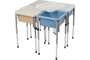 Back2School Express Quad Sensory Tables with Lids, Adjustable Table, Sand/Powder Blue