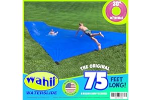 Wahii Waterslide - The Original Giant 75 Foot Long Backyard Family Lawn Water Slide- Inflatable Rider Included - Adult and Teen Super Slip and Slide. Giant Blue Water Slide