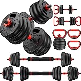 SAUVOO Adjustable Dumbbell Set,22/33/45/70/90lb Free Weight Set with Connector,5-in-1 Dumbbell Set for Barbells,Kettlebells,Push up Stand,Weight Plate,Fitness Exercises for Home Gym Suitable Men/Women