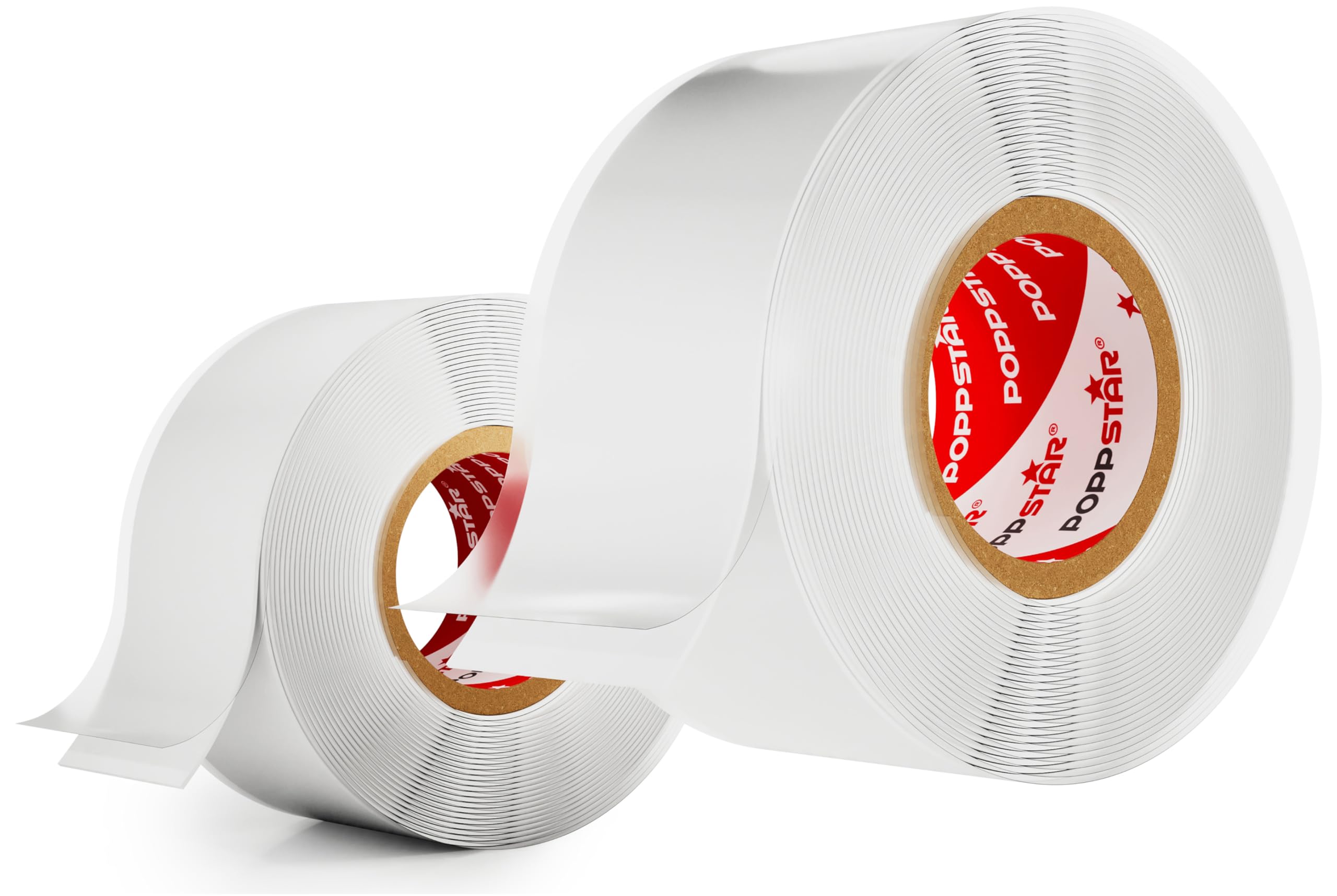 POPPSTAR Self-Fusing Silicone Band, Silicone Tape, 3m x 25mm, Sealing & Insulating Strip (water-tight, air-tight), white, 2 Rolls