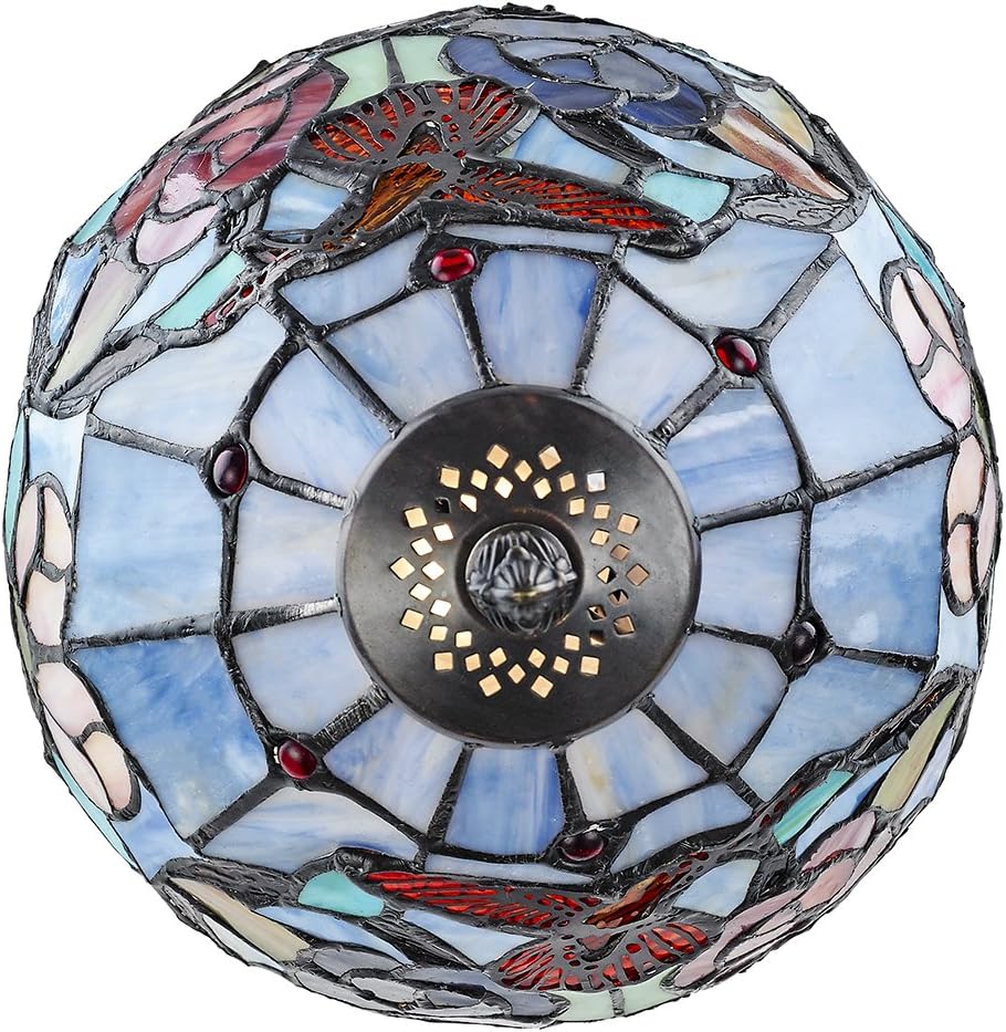Humming Bird Tiffany Lamp with Colourful Stained Glass Shade by Happy Homewares, Multi-coloured, 36cm (H) x 22cm (W) x 22cm (D) - Image 3